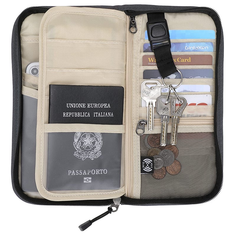 ZOPPEN Rfid Passport Holder Travel Wallet Family Documents Organizer Travel Accessories for 6 Passport, #01 Black - Image 2